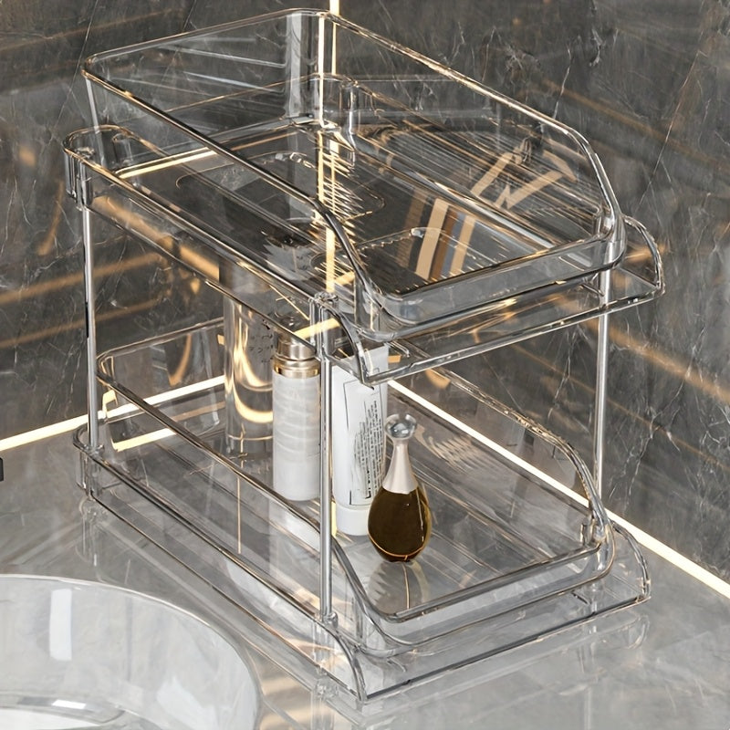 Clear Pull-Out Bathroom Organizer | 2 & 3 Tier Under-Sink Storage Rack