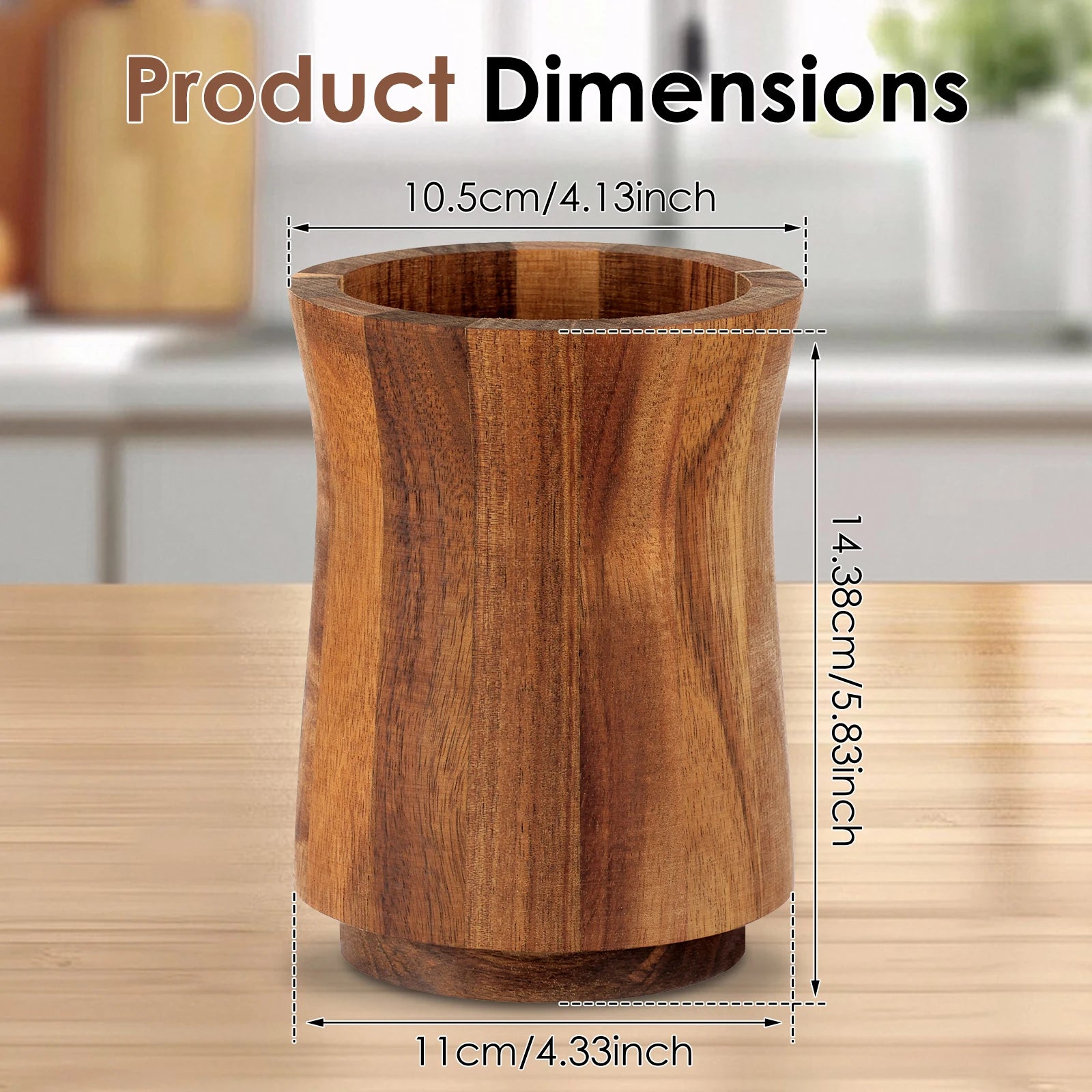 360° Rotating Acacia Wood Utensil Holder – Countertop Kitchen Tool Organizer – Kitchen Organizer