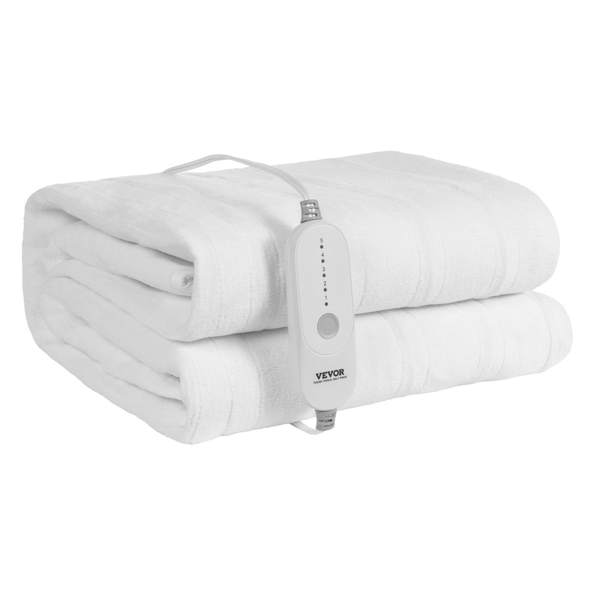 white twin heated mattress pad with controller, 39 × 75 inches, five heat settings