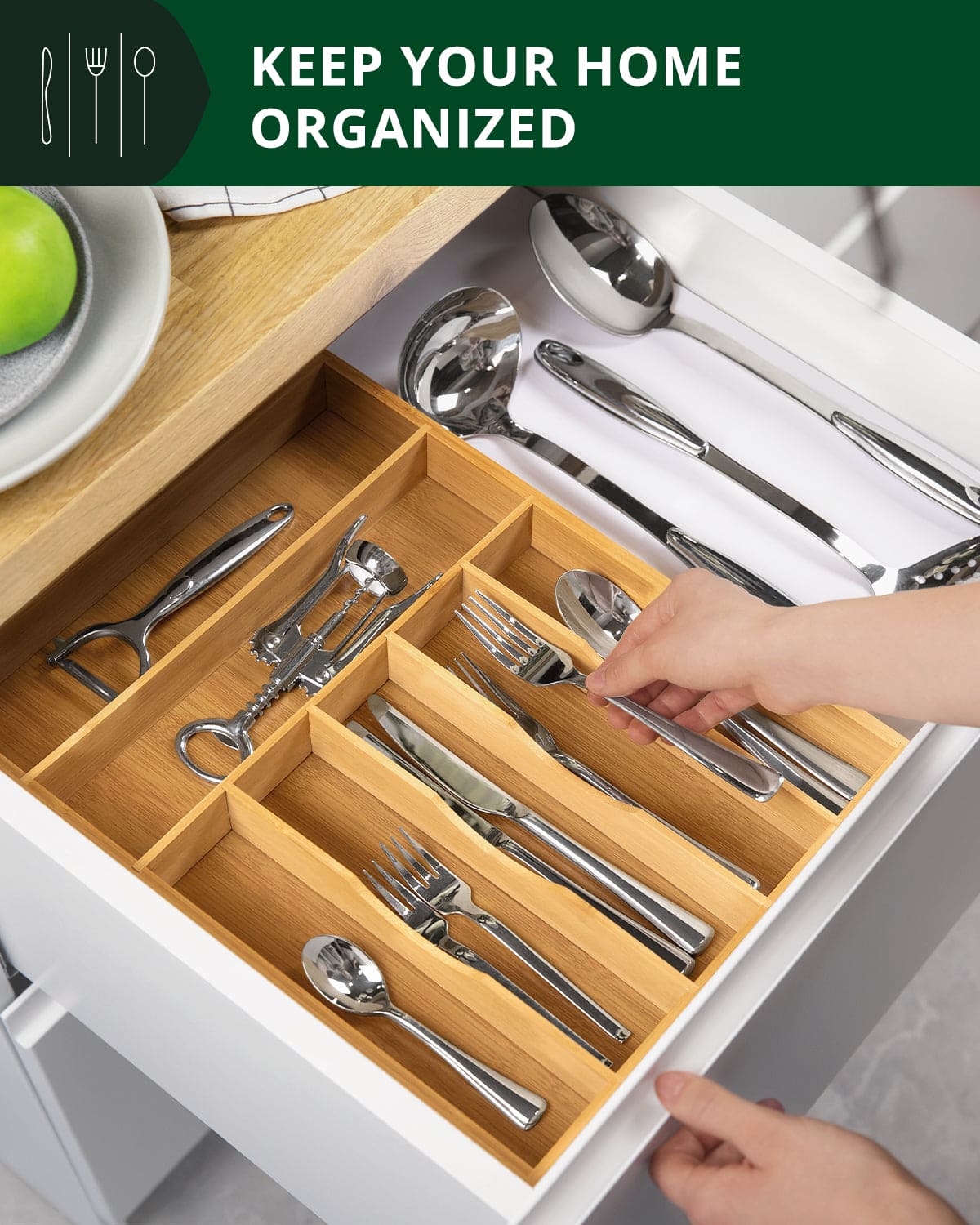 Natural Silverware Drawer Organizer by Royal Craft Wood