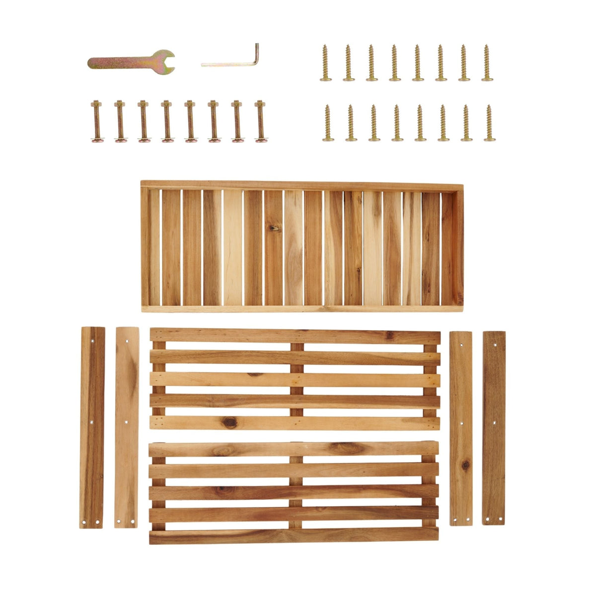 Acacia Wood Shoe Rack Bench – 2-Tier Entryway Storage