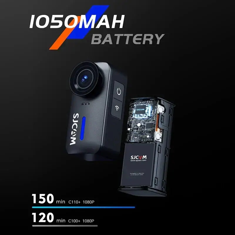4K EIS action camera waterproof with 1050mAh battery for extended recording time, ideal for outdoor adventures.