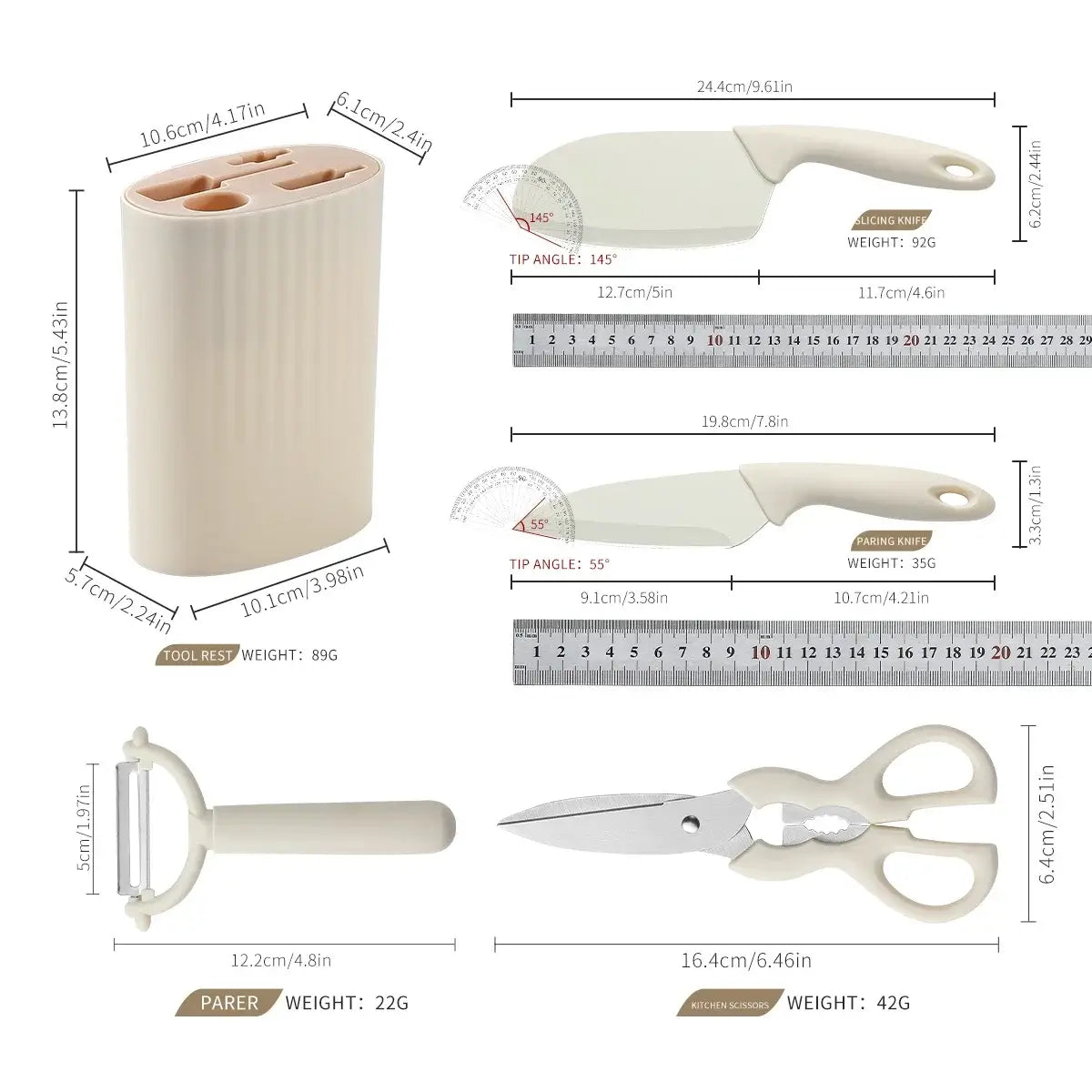 5 piece kitchen knife set
