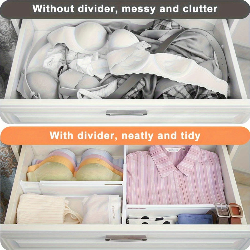 Adjustable Drawer Dividers Organizer – 6-Pack Expandable Separators for Kitchen, Dresser & Vanity – Drawer Organizer
