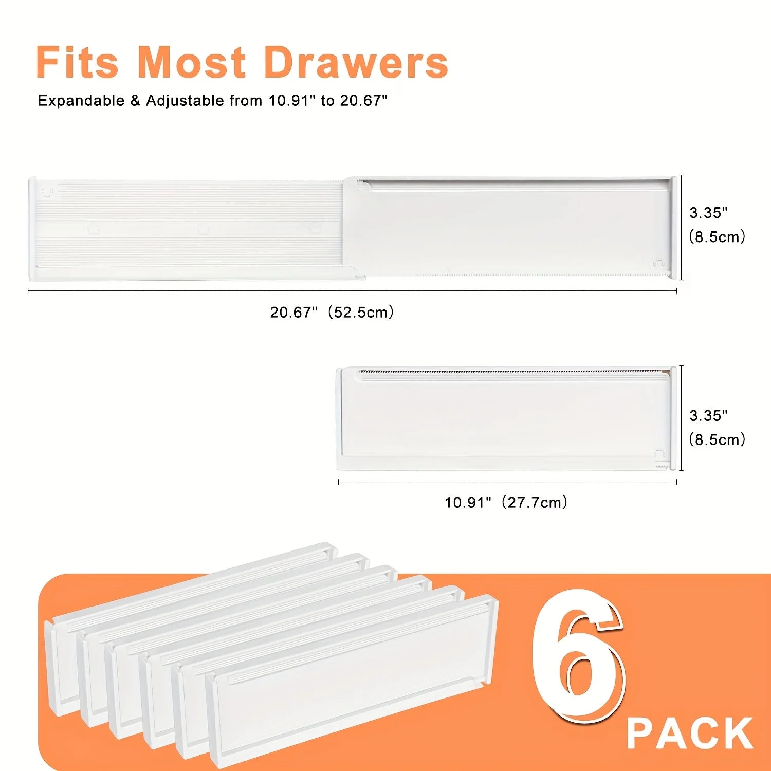 Adjustable Drawer Dividers Organizer – 6-Pack Expandable Separators for Kitchen, Dresser & Vanity – Drawer Organizer