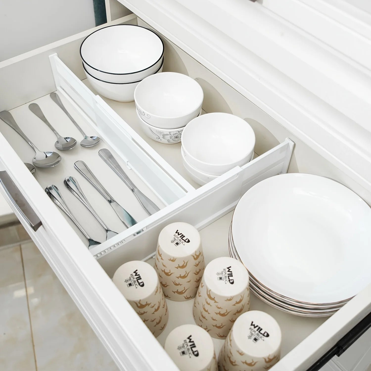 Adjustable Drawer Dividers Organizer – 6-Pack Expandable Separators for Kitchen, Dresser & Vanity – Drawer Organizer