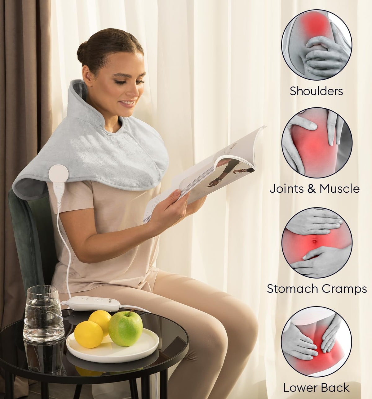 Geniani Neck & Shoulder Heating Wrap, Mist Gray