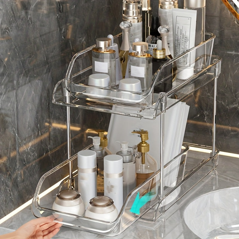 Clear Pull-Out Bathroom Organizer | 2 & 3 Tier Under-Sink Storage Rack