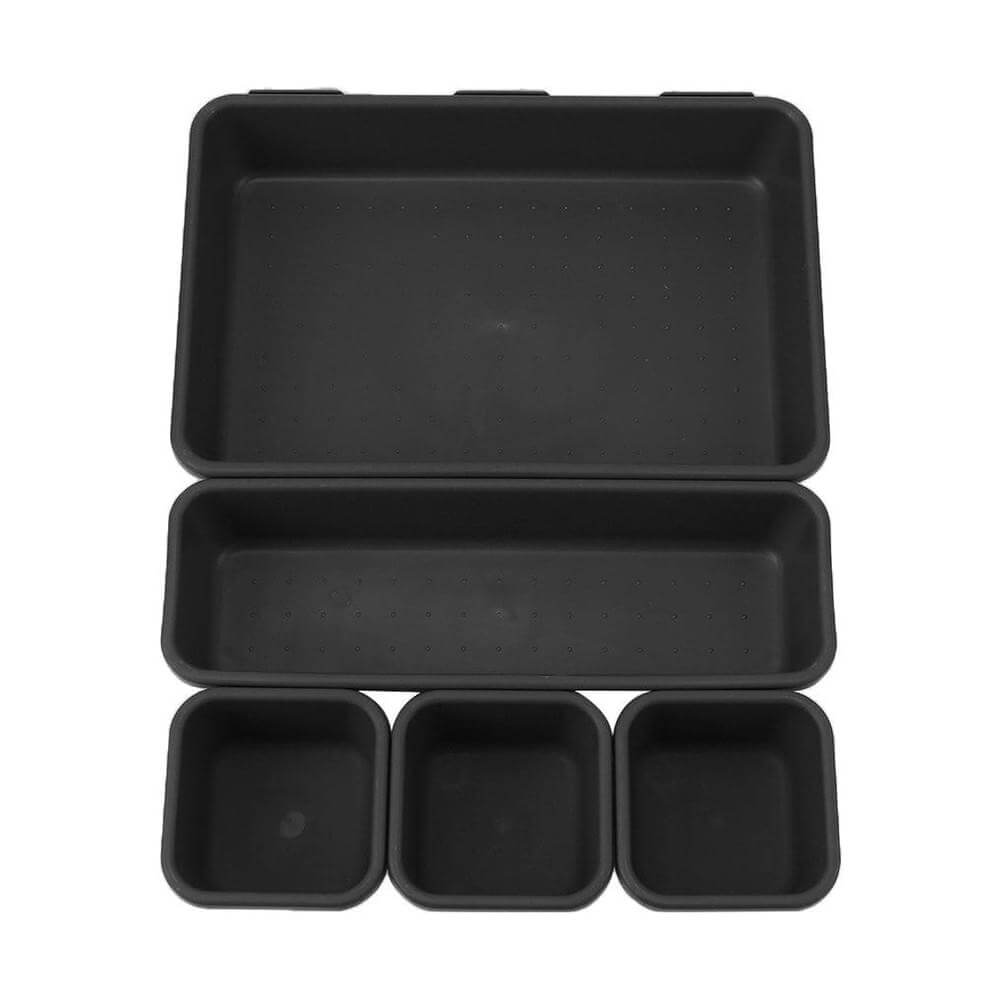 modular makeup organizer set in black for tidy vanity storage