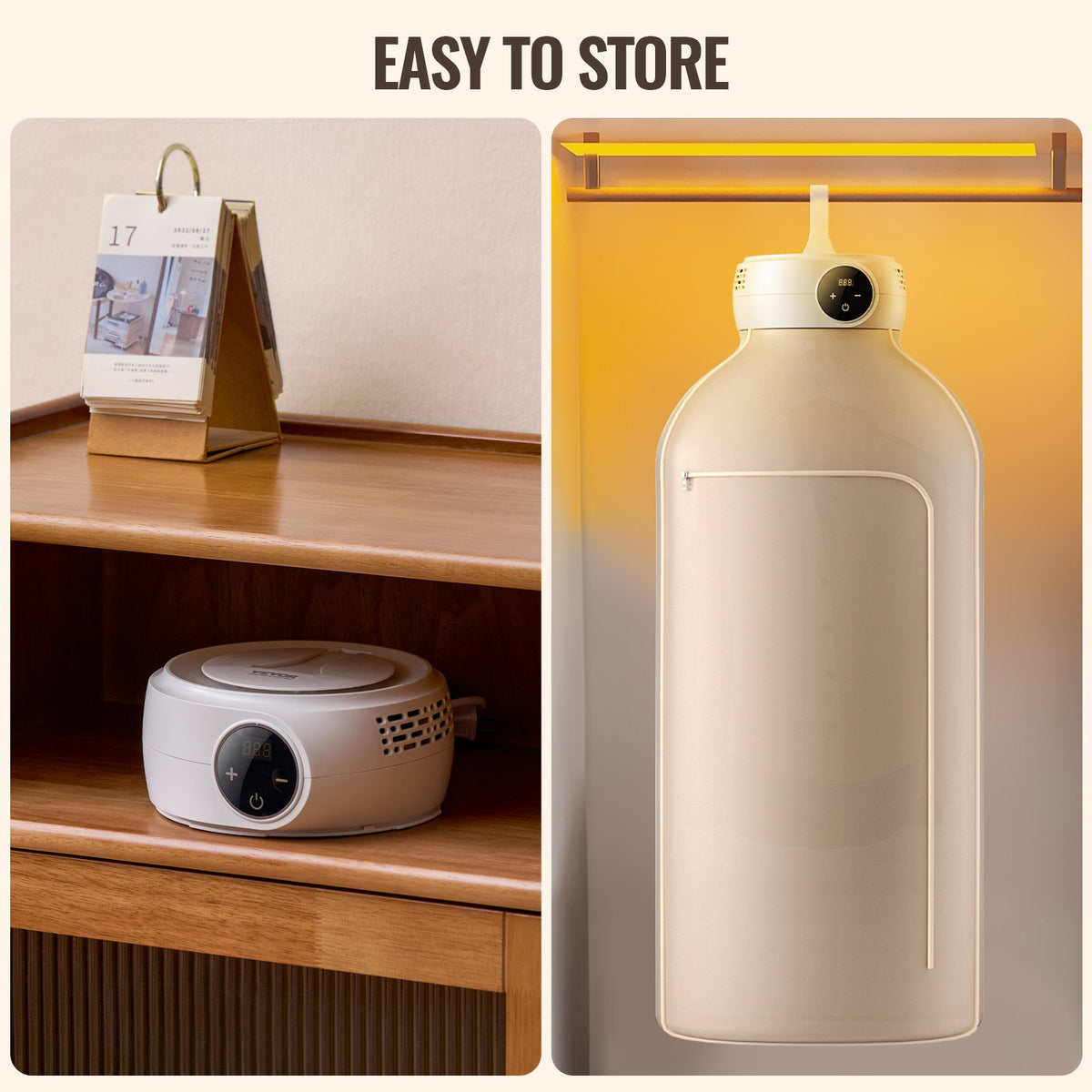 portable clothes dryer with bag showing compact storage and hanging design for apartments
