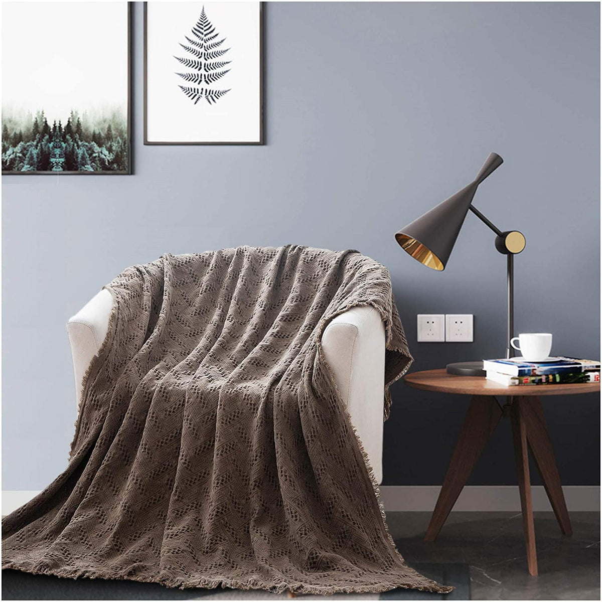 Kasentex 100% Cotton Knit Throw Blanket, 60 × 50 in