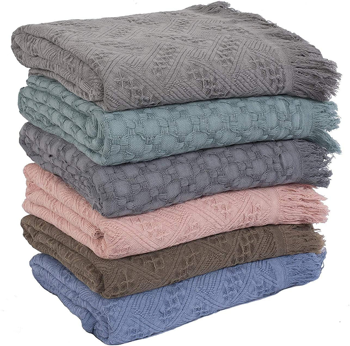 Kasentex 100% Cotton Knit Throw Blanket, 60 × 50 in