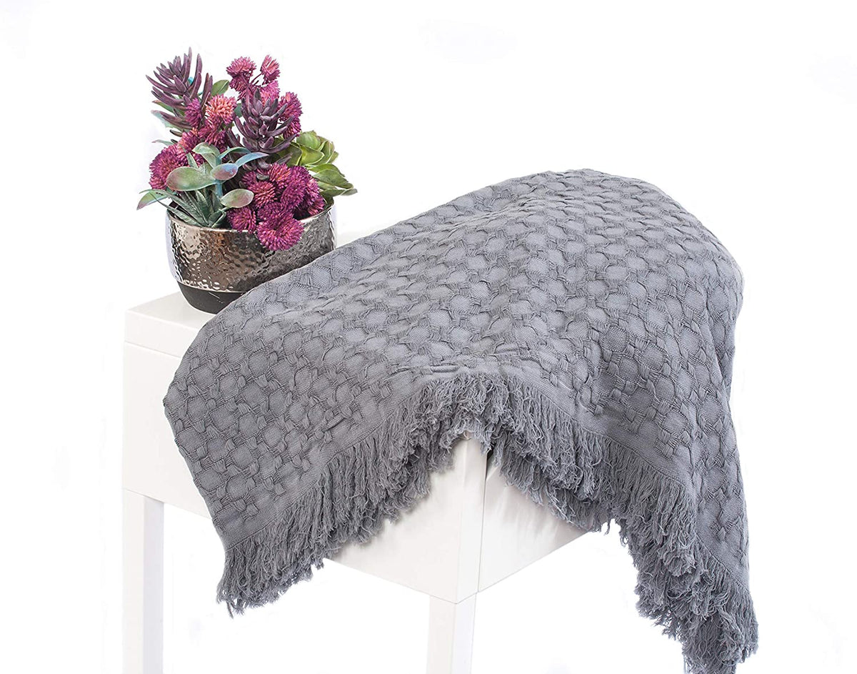 Kasentex 100% Cotton Knit Throw Blanket, 60 × 50 in
