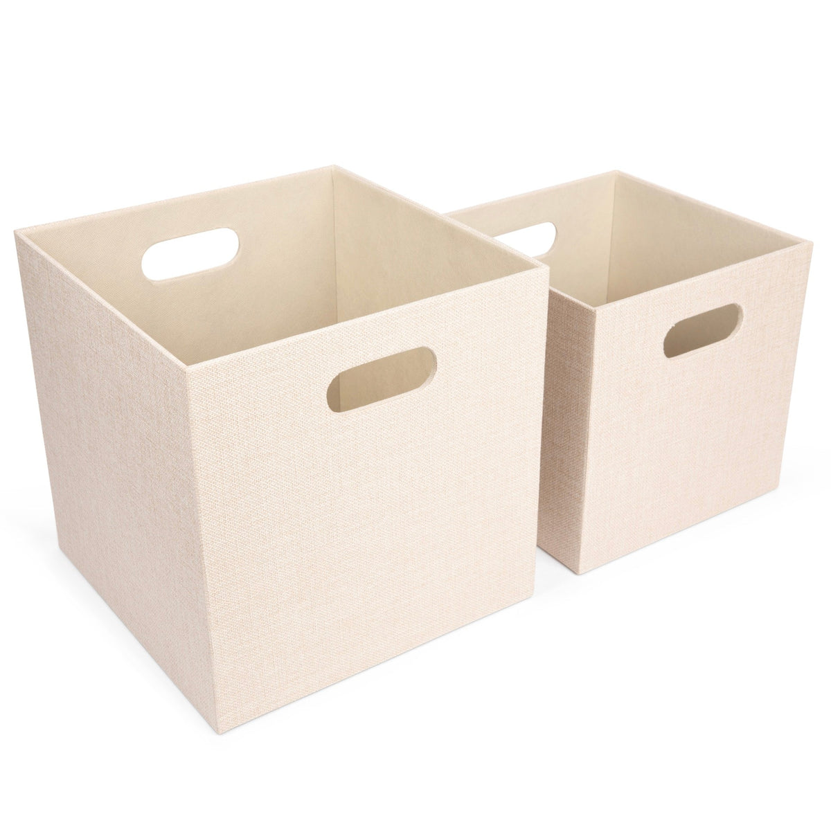 Fabric cube storage bins in small and large sizes