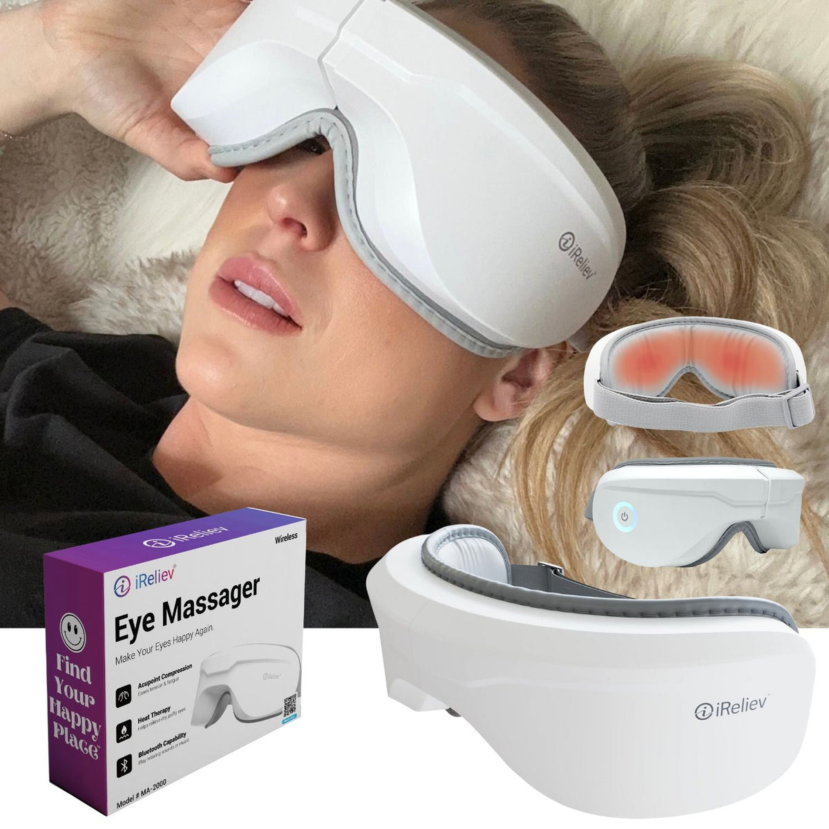 Relaxable heated eye massager