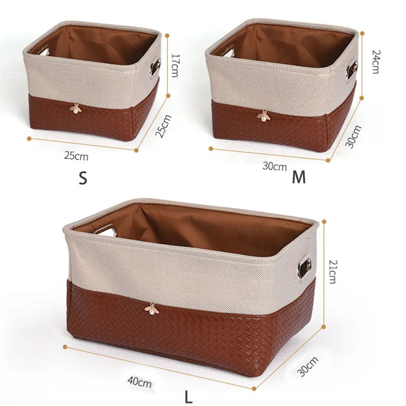 Foldable Storage Basket Organizer Toys Box Sundries Book Snack Desk Organizer Clothes Basket PU Laundry Hamper Home Decor