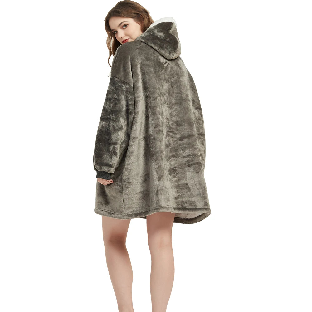 Wearable Blanket Hoodie – Ultra Plush Sherpa Fleece with Sleeves & Hood