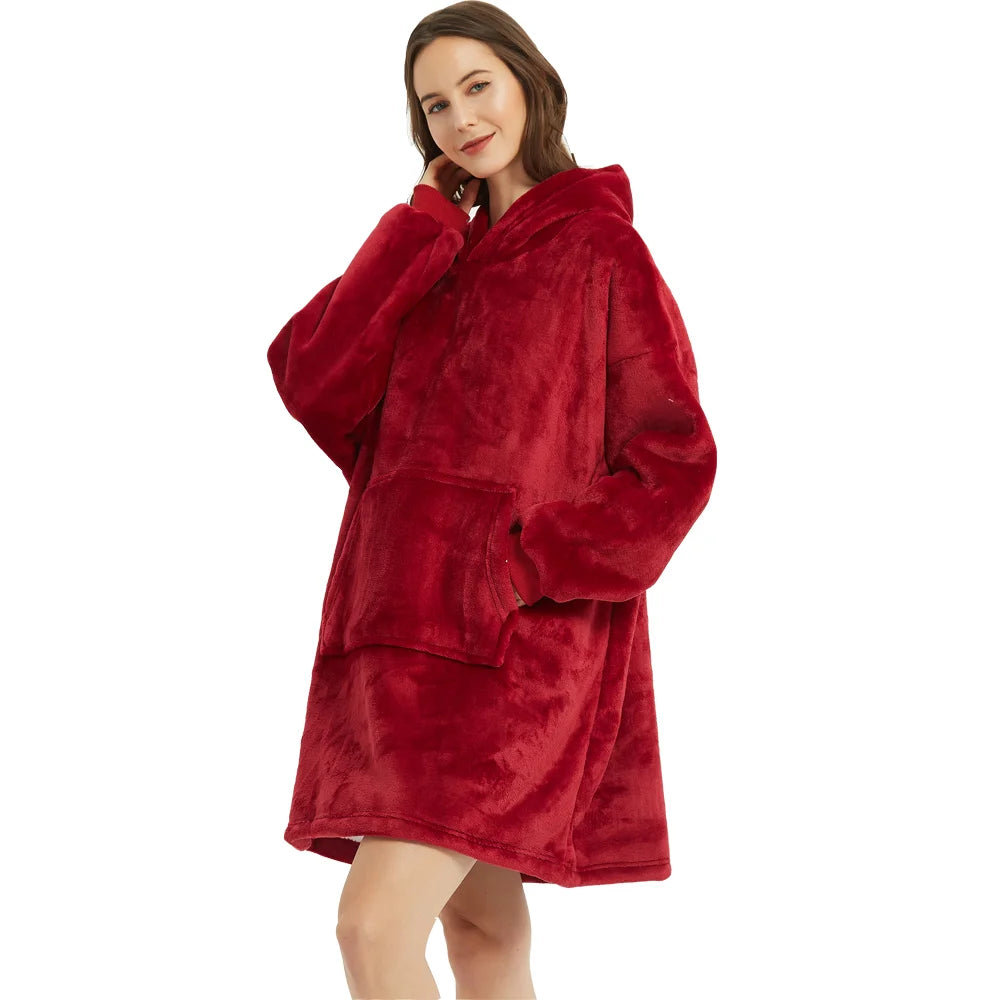 Wearable Blanket Hoodie – Ultra Plush Sherpa Fleece with Sleeves & Hood