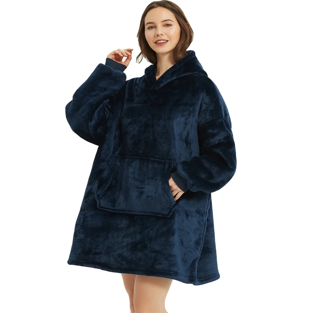 Wearable Blanket Hoodie – Ultra Plush Sherpa Fleece with Sleeves & Hood