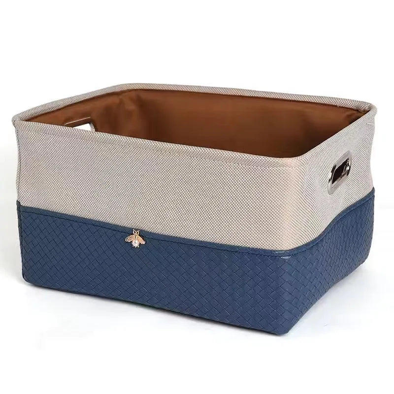 Foldable PU Storage Basket — Multi-Size Home Organizer Bin