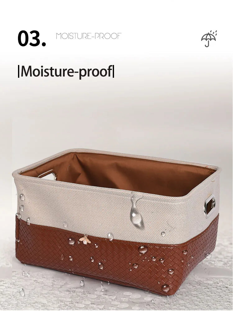 Foldable Storage Basket Organizer Toys Box Sundries Book Snack Desk Organizer Clothes Basket PU Laundry Hamper Home Decor