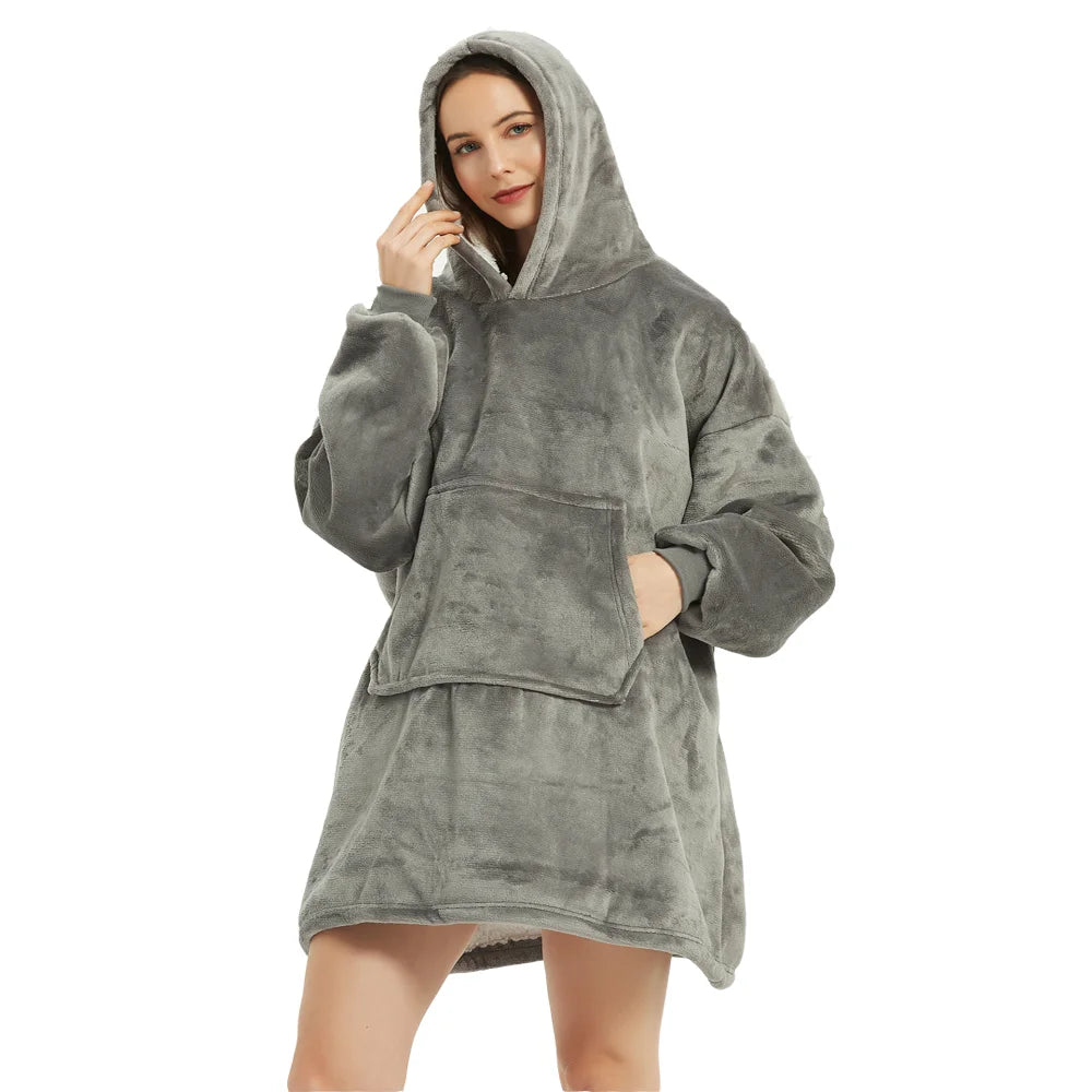 Wearable Blanket Hoodie – Ultra Plush Sherpa Fleece with Sleeves & Hood