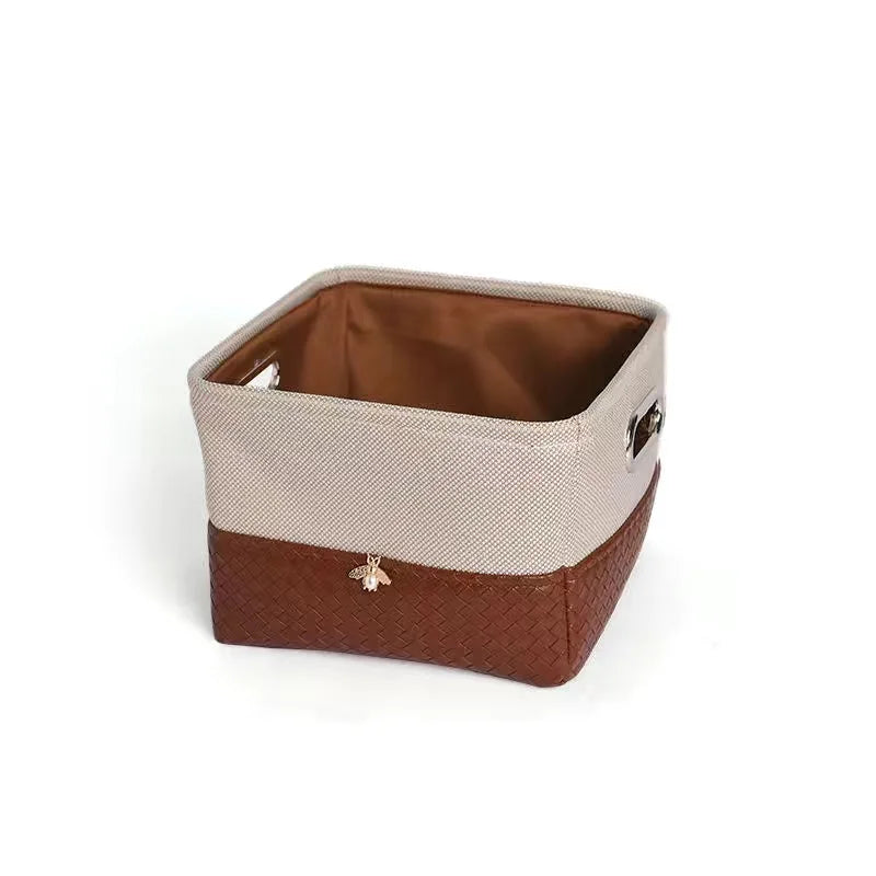 Foldable PU Storage Basket — Multi-Size Home Organizer Bin
