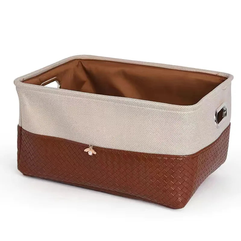 Foldable Storage Basket Organizer Toys Box Sundries Book Snack Desk Organizer Clothes Basket PU Laundry Hamper Home Decor
