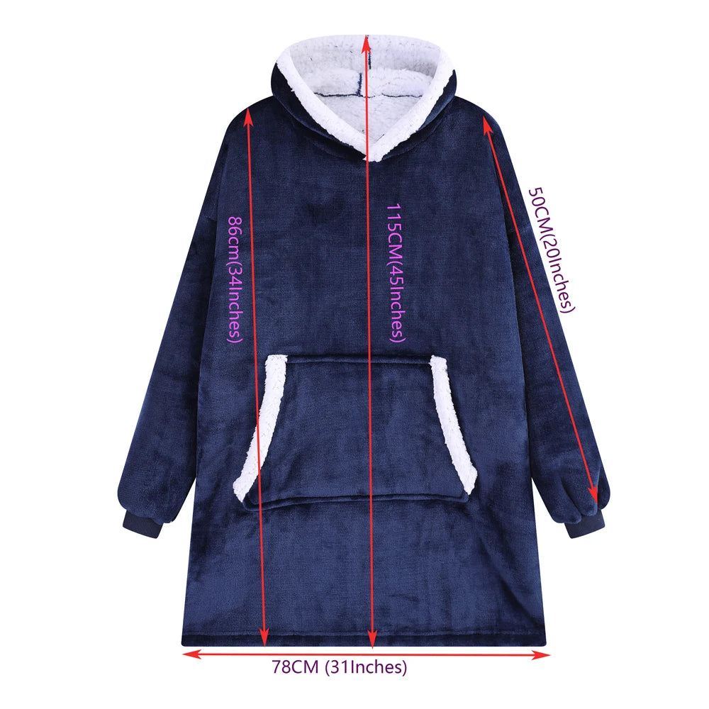 Wearable Blanket Hoodie – Ultra Plush Sherpa Fleece with Sleeves & Hood