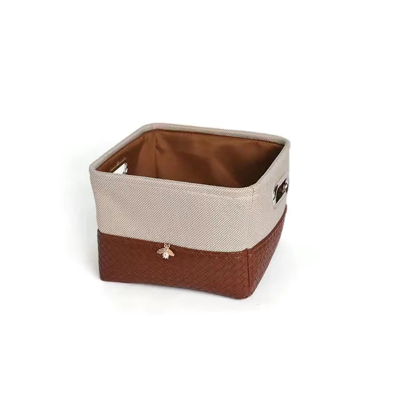 Foldable PU Storage Basket — Multi-Size Home Organizer Bin