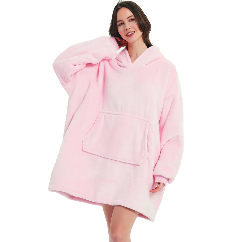Wearable Blanket Hoodie – Ultra Plush Sherpa Fleece with Sleeves & Hood