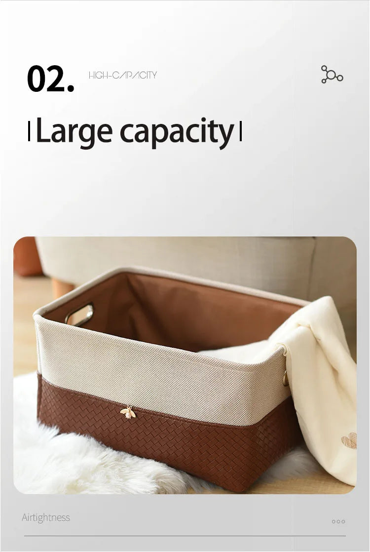 Foldable Storage Basket Organizer Toys Box Sundries Book Snack Desk Organizer Clothes Basket PU Laundry Hamper Home Decor