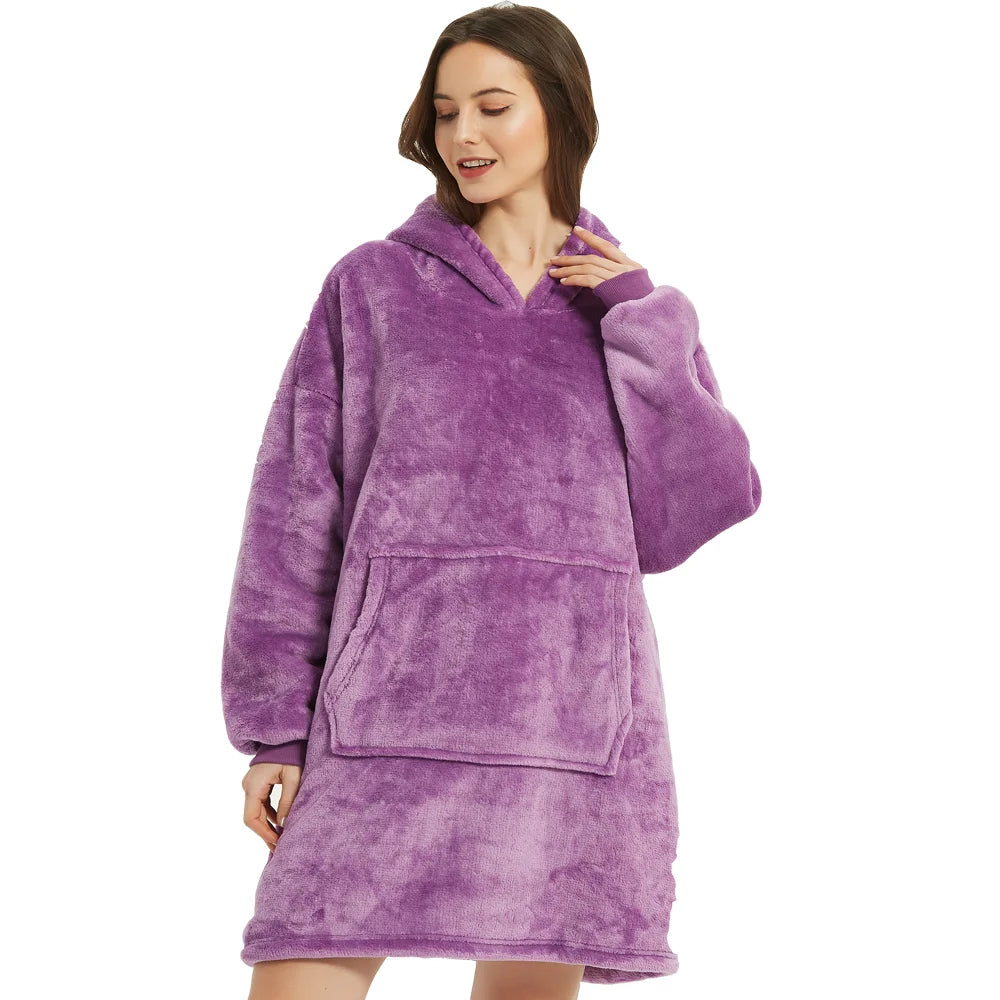 Wearable Blanket Hoodie – Ultra Plush Sherpa Fleece with Sleeves & Hood