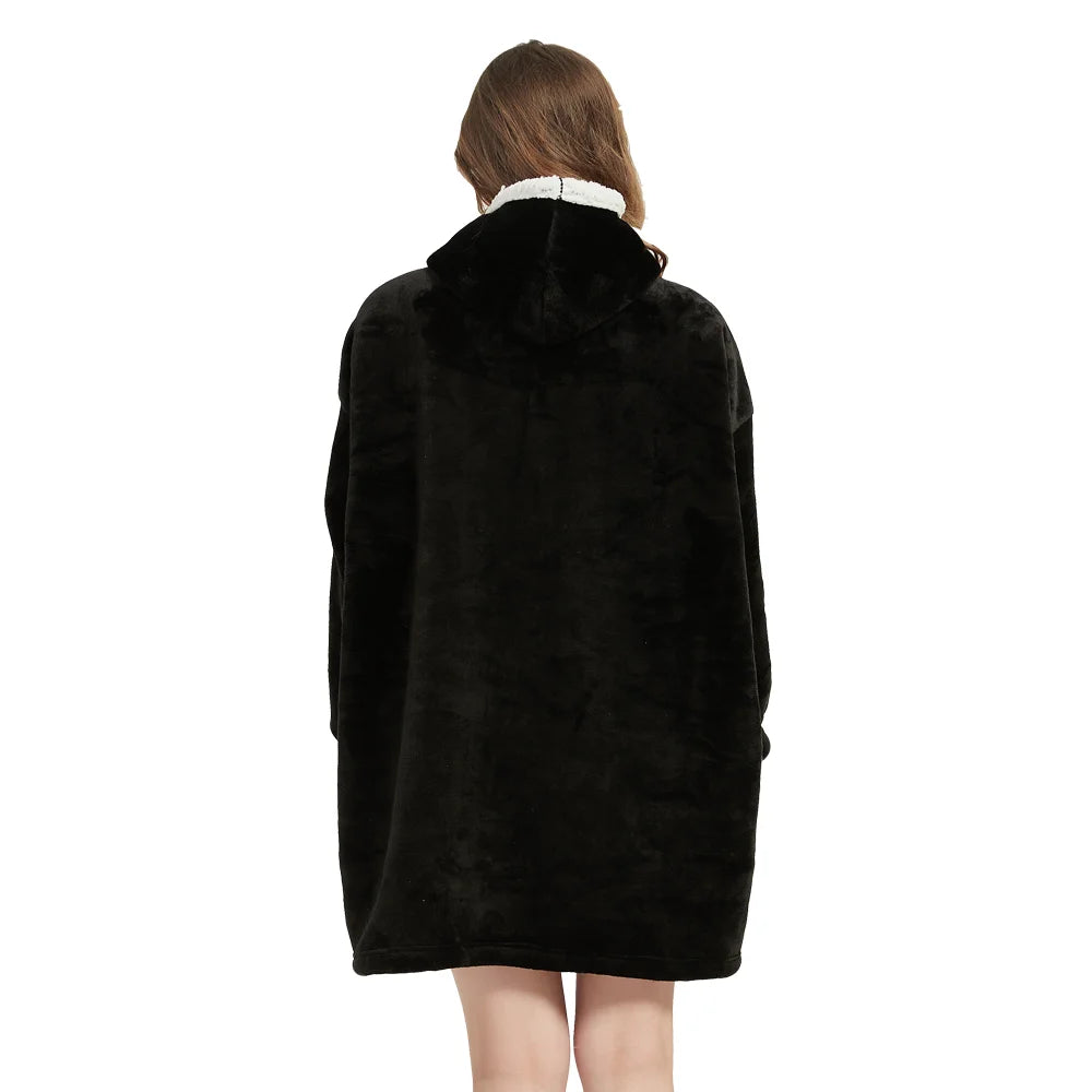 Wearable Blanket Hoodie – Ultra Plush Sherpa Fleece with Sleeves & Hood