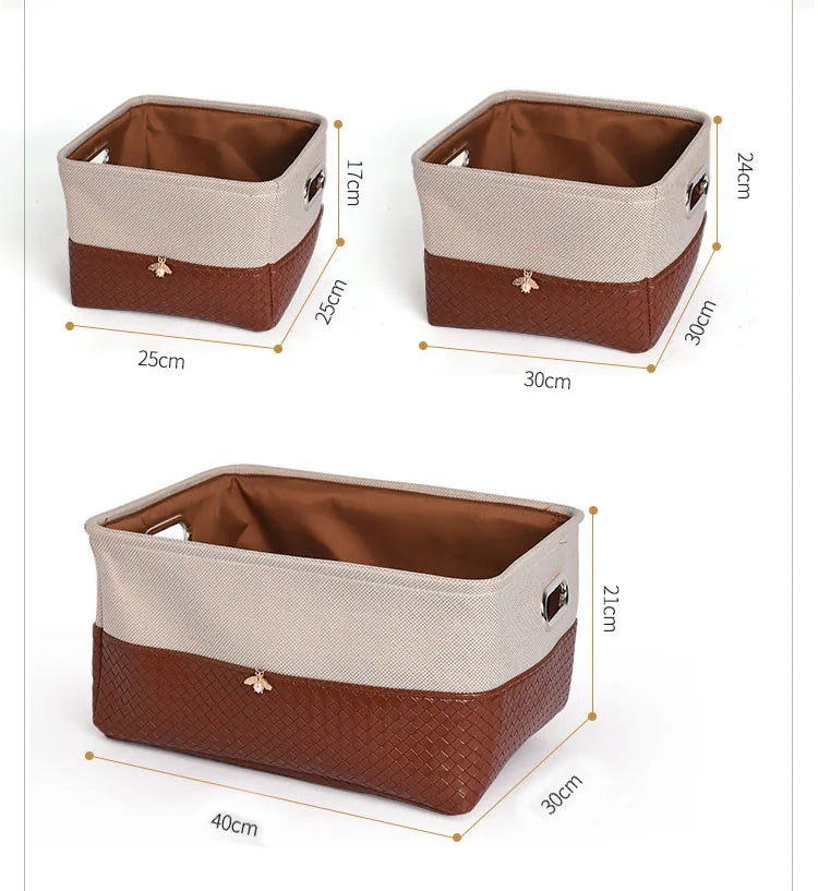 Foldable Storage Basket Organizer Toys Box Sundries Book Snack Desk Organizer Clothes Basket PU Laundry Hamper Home Decor