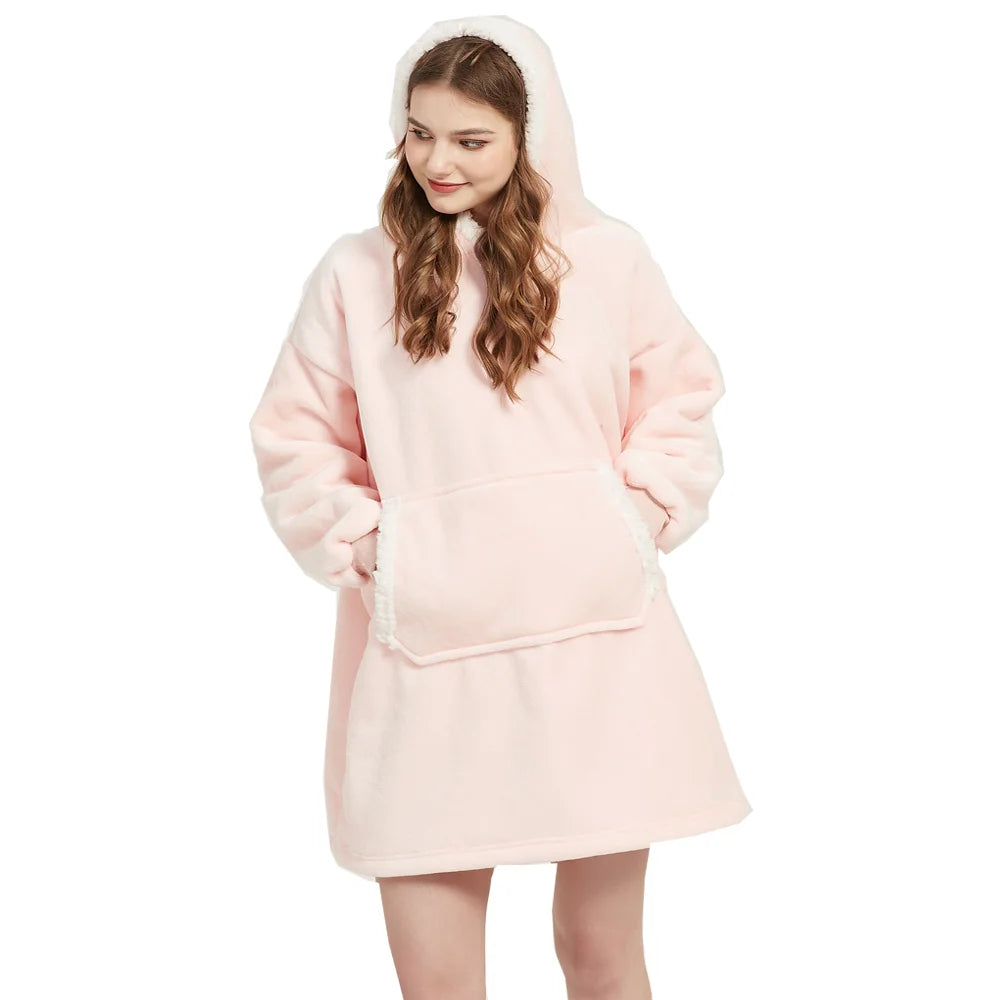 Wearable Blanket Hoodie – Ultra Plush Sherpa Fleece with Sleeves & Hood