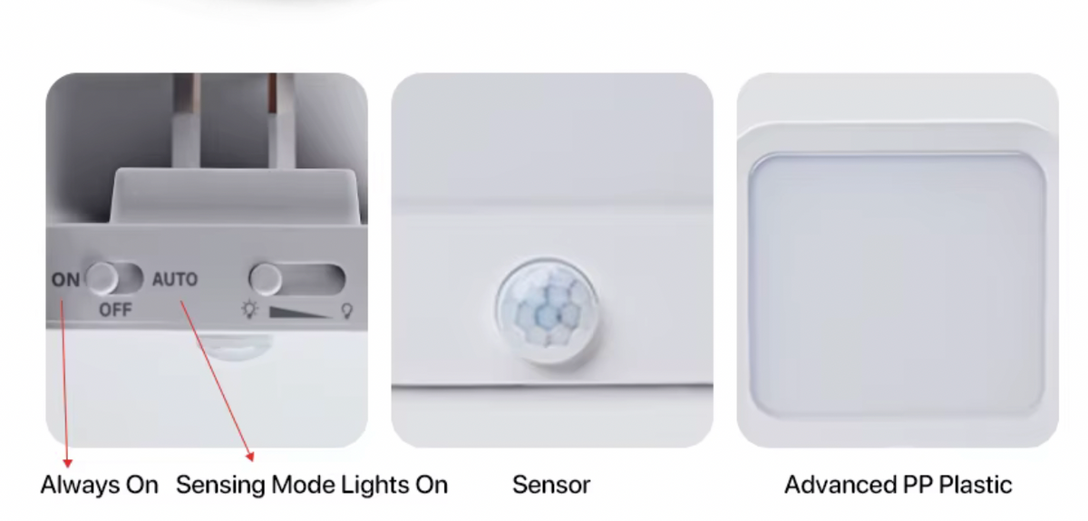 Red Motion-Sensor Night Light, 3 Modes