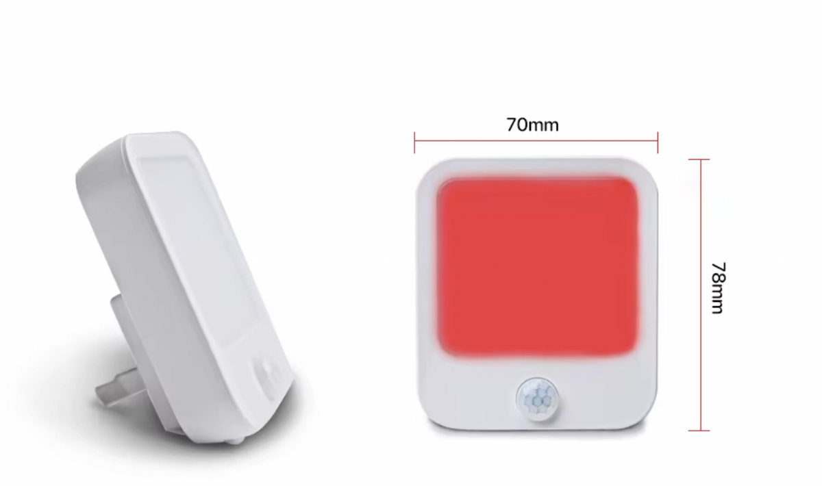 Red Motion-Sensor Night Light, 3 Modes