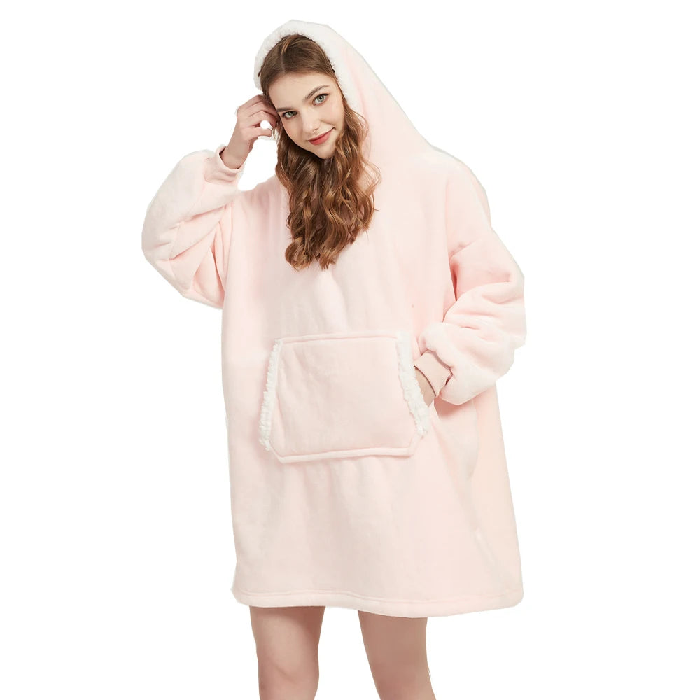 Wearable Blanket Hoodie – Ultra Plush Sherpa Fleece with Sleeves & Hood
