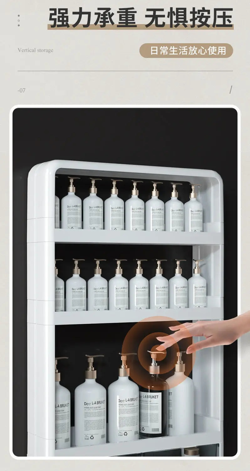 Wall-Mounted Bathroom Organizer Shelf | No-Drill PP Storage Rack for Toiletries & Kitchen