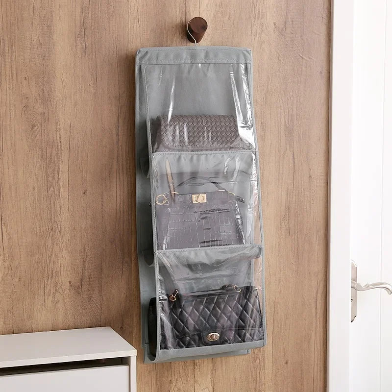 Hanging Handbag & Purse Organizer for Closet | 6-Grid Oxford Cloth Storage Hanger