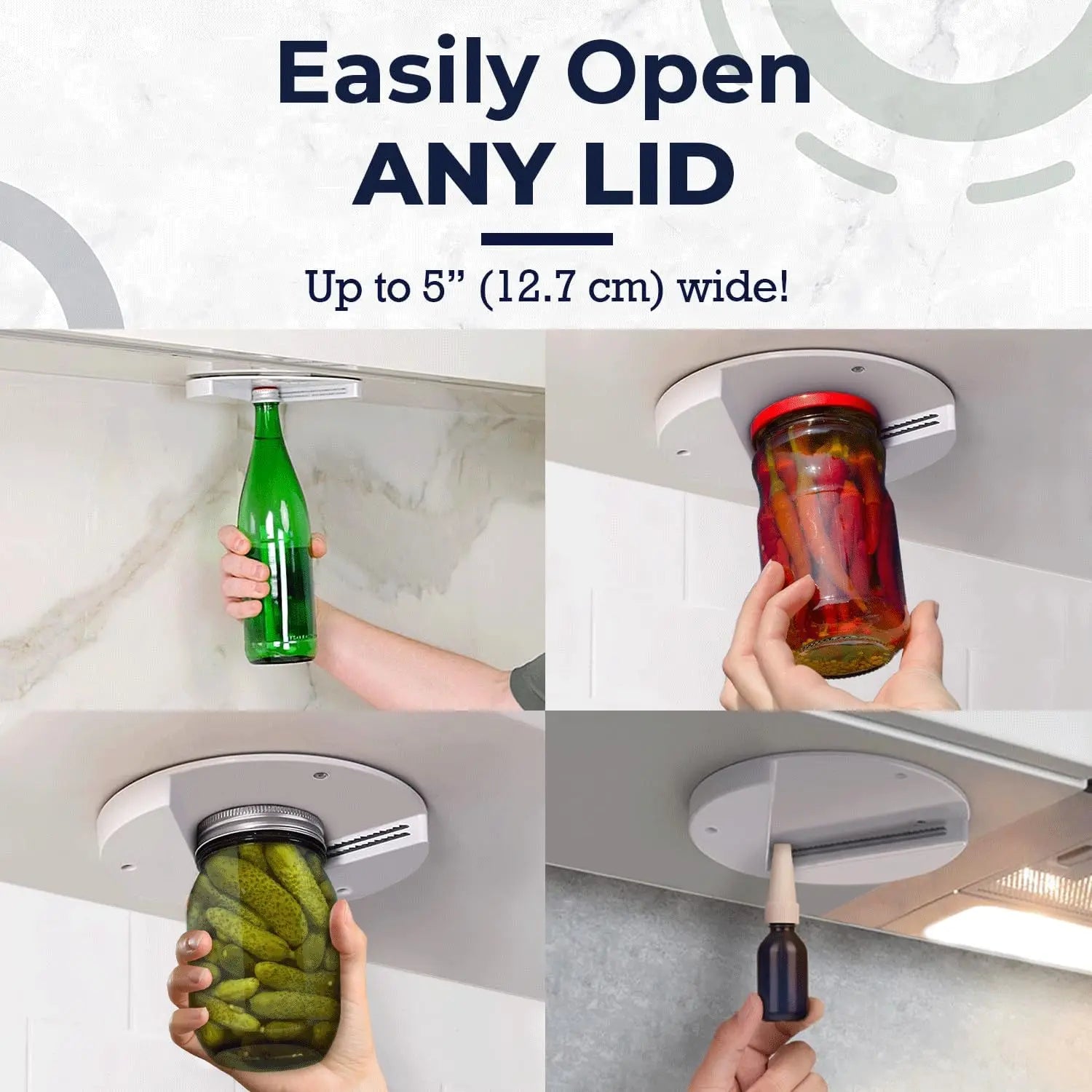 Under Cabinet Jar & Bottle Opener – One-Handed