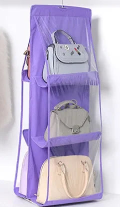 Hanging Handbag & Purse Organizer for Closet | 6-Grid Oxford Cloth Storage Hanger
