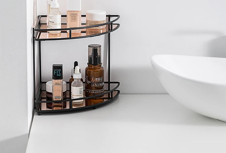 Black Wall-Mounted Bathroom Corner Shelf | 2 & 3 Tier Waterproof Organizer