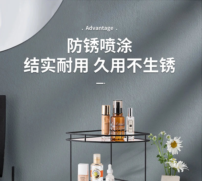 Black Wall-Mounted Bathroom Corner Shelf | 2 & 3 Tier Waterproof Organizer