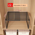 Adjustable Expandable Closet Shelf | Stackable Wardrobe Divider & Cabinet Organizer | Black & White