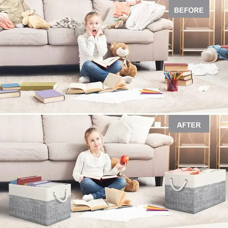 Foldable Storage Baskets for Organizing Toys, Books, Shelves, Closet, Large Storage Box with Rope Handles, Sturdy Organizer Bins