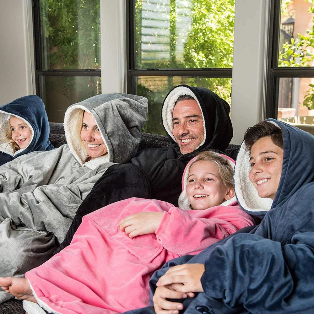 Wearable Blanket Hoodie – Ultra Plush Sherpa Fleece with Sleeves & Hood