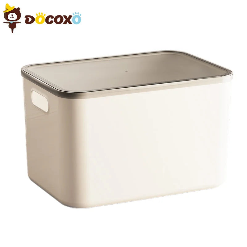 4pcs Stackable Storage Bins with Clear Black Lid Plastic Closet Organizers Box for Home [Size]