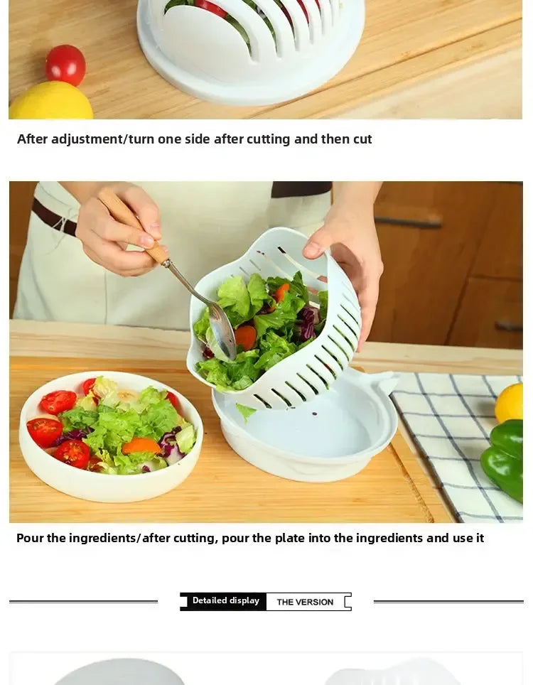Salad Cutter Bowl – Vegetable & Fruit Slicing Bowl for Fast Meal Prep, No Cutting Board Needed